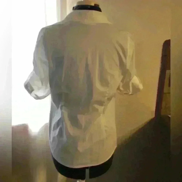 St John's Bay 3/4 Sleeve White Button Down Career Shirt Women Medium Petite - Picture 4 of 8